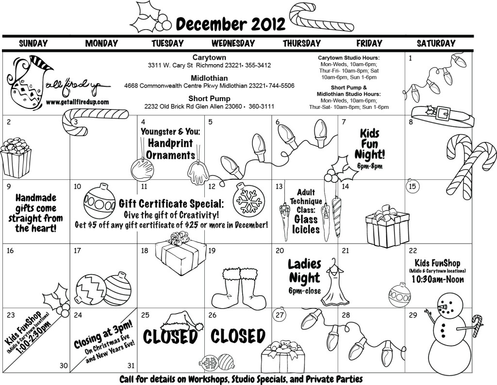 12 December 2012 Calendar Front All Fired Up